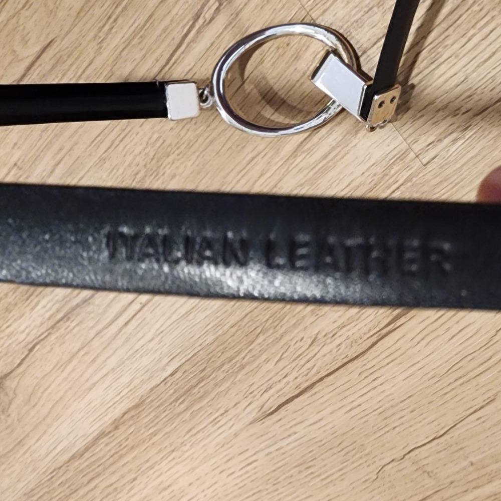 VTG Ralph Lauren Black Italian Leather Skinny O-Ring Belt S/M Equestrian Luxury - Picture 5 of 7